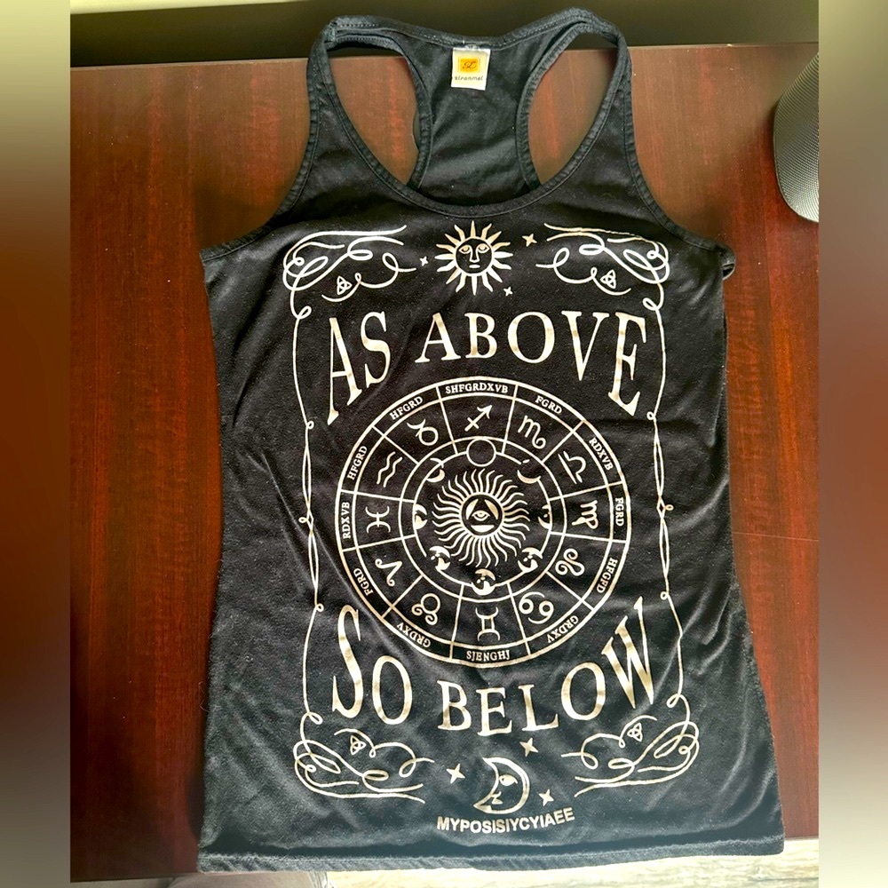 As Above So Below Black Graphic Tank Top